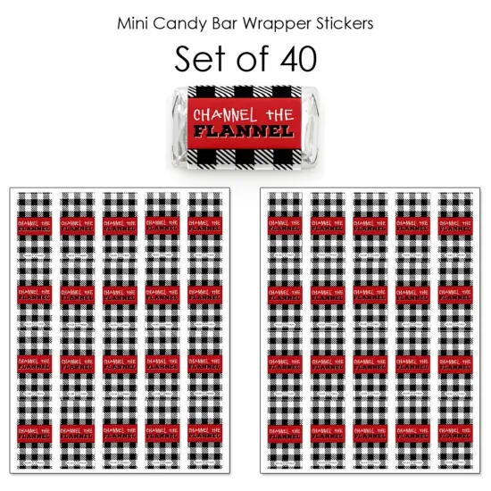 Big Dot of Happiness Lumberjack - Channel the Flannel - Mini Candy Bar Wrapper Stickers - Buffalo Plaid Party Small Favors - 40 Count {4}