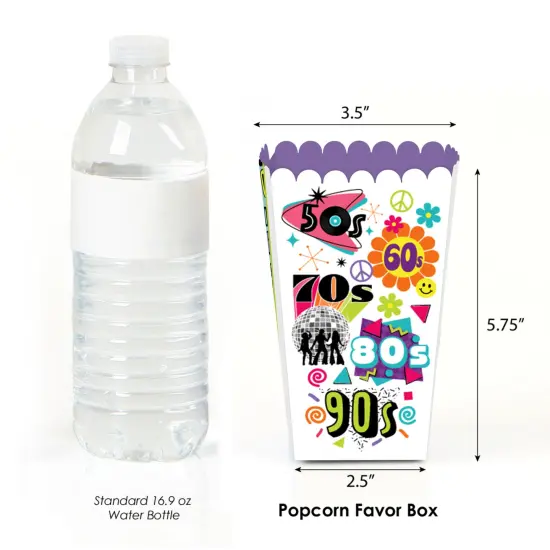 Big Dot of Happiness Through the Decades - 50s, 60s, 70s, 80s, and 90s Party Favor Popcorn Treat Boxes - Set of 12 {3}