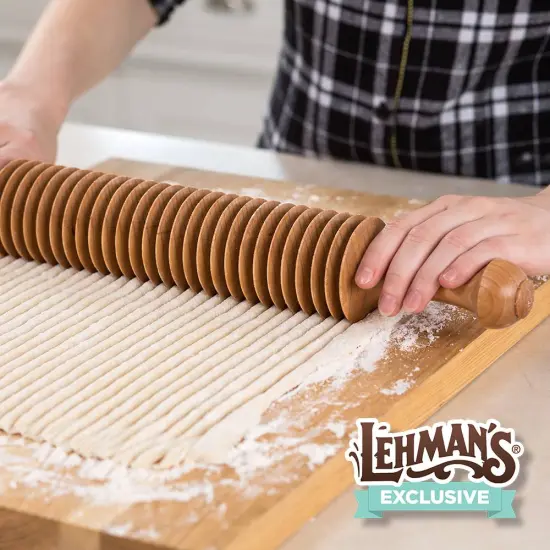 Lehman's Amish-Made Perfect Rolling Pin Noodle Cutter Cherry Wood {4}