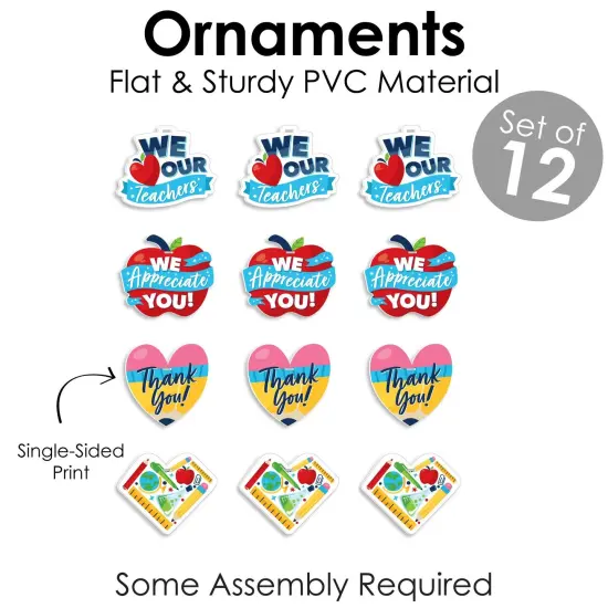 Big Dot of Happiness Thank You Teachers - Teacher Appreciation Decorations - Tree Ornaments - Set of 12 {6}