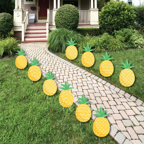 Big Dot of Happiness Tropical Pineapple - Pineapple Lawn Decorations - Outdoor Summer Party Yard Decorations - 10 Piece {1}
