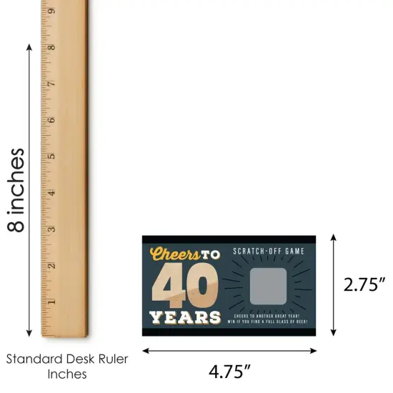 Big Dot of Happiness Cheers and Beers to 40 Years - 40th Birthday Party Game Scratch Off Cards - 22 Count {7}