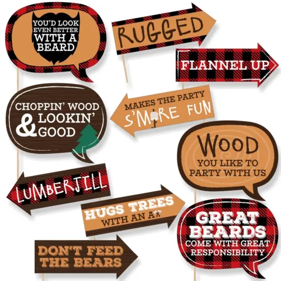 Big Dot of Happiness Funny Lumberjack - Channel the Flannel - Buffalo Plaid Photo Booth Props Kit - 10 Piece {1}