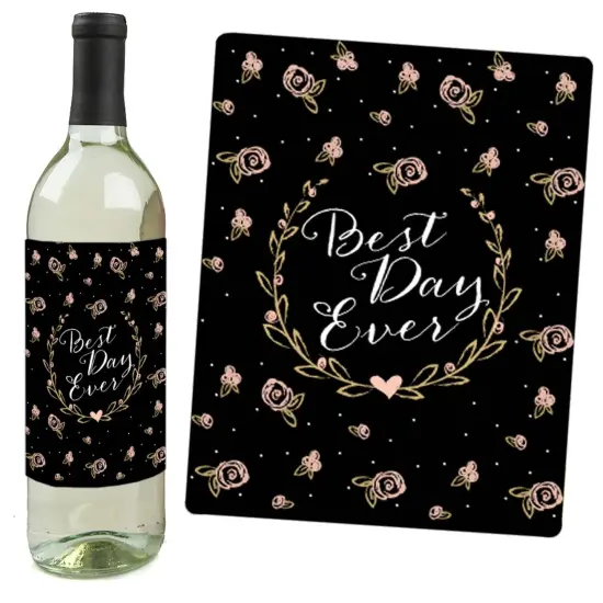 Big Dot of Happiness Best Day Ever - Congratulations Gift for Women and Men - Wine Bottle Label Stickers - Set of 4 {3}