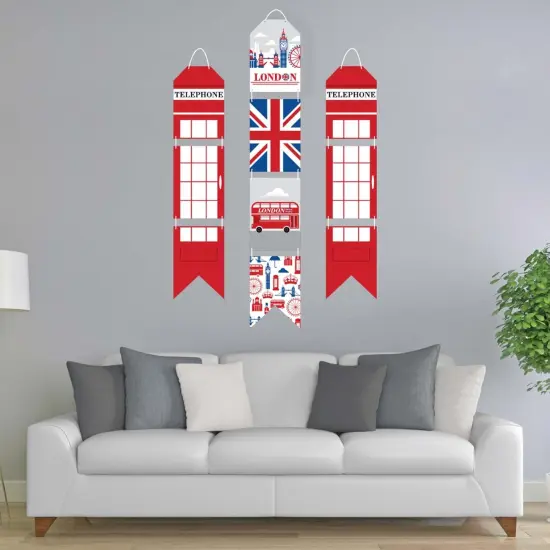 Big Dot of Happiness Cheerio, London - Hanging Vertical Paper Door Banners - British UK Party Wall Decoration Kit - Indoor Door Decor {3}