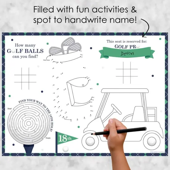 Big Dot of Happiness Par-Tee Time - Golf - Paper Birthday Party Coloring Sheets - Activity Placemats - Set of 16 {3}