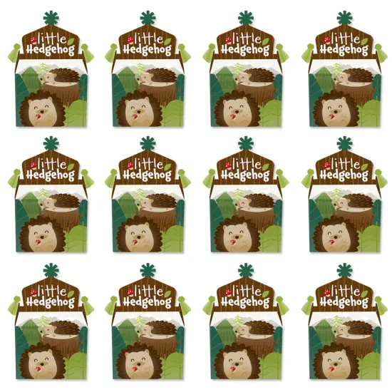 Big Dot of Happiness Forest Hedgehogs - Treat Box Party Favors - Woodland Birthday Party or Baby Shower Goodie Gable Boxes - Set of 12 {6}