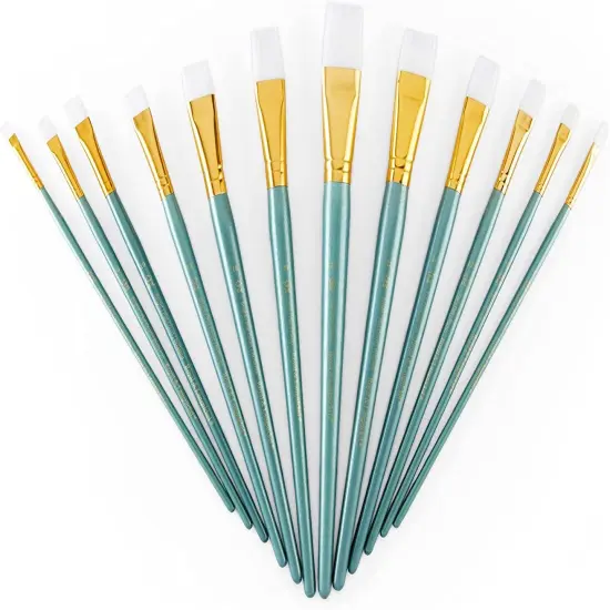 Royal & Langnickel(R) White Taklon Flat Value Pack Brush Set-12/Pkg {3}