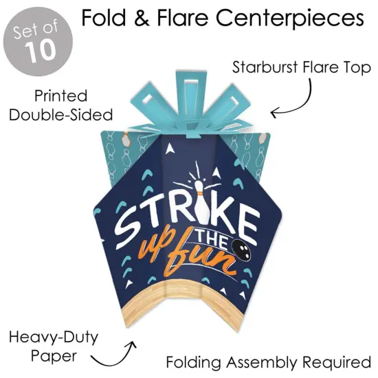 Big Dot of Happiness Strike Up the Fun - Bowling - Table Decorations - Birthday Party or Baby Shower Fold and Flare Centerpieces - 10 Count {4}