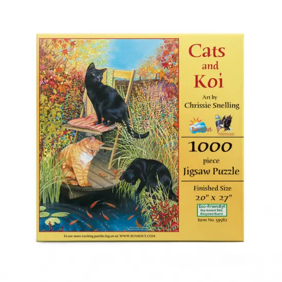 Sunsout Cats and Koi 1000 pc Jigsaw Puzzle 59582 {4}