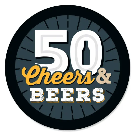 Big Dot of Happiness Cheers and Beers to 50 Years - 50th Birthday Party Circle Sticker Labels - 24 Count {1}
