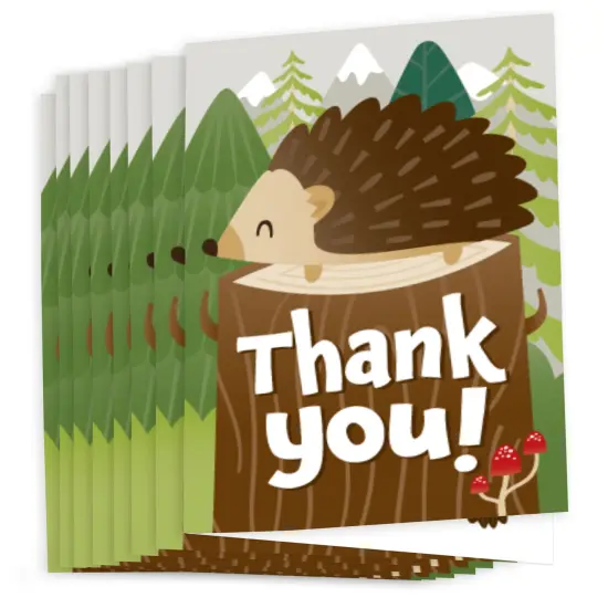 Big Dot of Happiness Forest Hedgehogs - Woodland Birthday Party or Baby Shower Thank You Cards (8 count) {3}