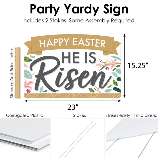 Big Dot of Happiness Religious Easter - Christian Holiday Party Yard Sign Lawn Decorations - Happy Easter He is Risen Party Yardy Sign {7}