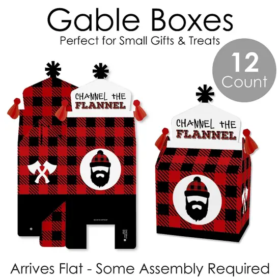 Big Dot of Happiness Lumberjack - Channel the Flannel - Treat Box Party Favors - Buffalo Plaid Party Goodie Gable Boxes - Set of 12 {7}