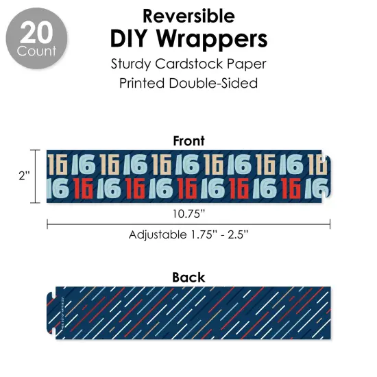 Big Dot of Happiness Boy 16th Birthday - Sweet Sixteen Birthday Party Favors and Cupcake Kit - Fabulous Favor Party Pack - 100 Pieces {4}