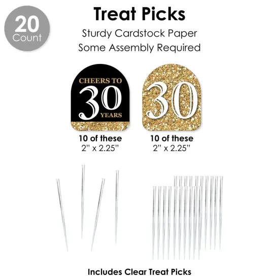 Big Dot of Happiness Adult 30th Birthday - Gold - Birthday Party Favors and Cupcake Kit - Fabulous Favor Party Pack - 100 Pieces {7}