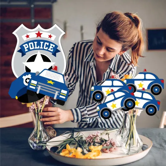 Big Dot of Happiness Calling All Units - Police - Cop Birthday Party or Baby Shower Centerpiece Sticks - Showstopper Table Toppers - 35 Pieces {4}