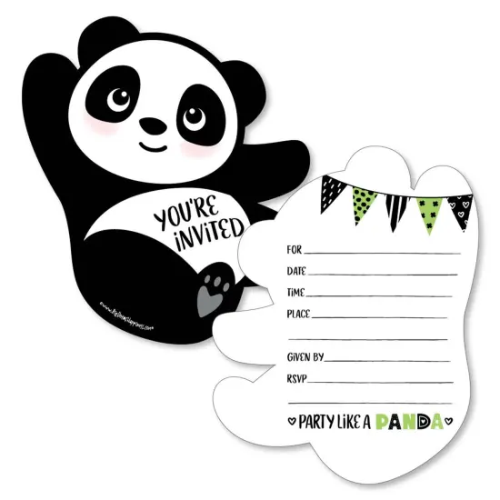 Big Dot of Happiness Party Like a Panda Bear - Shaped Fill-In Invitations - Baby Shower or Birthday Party Invitation Cards with Envelopes - Set of 12 {1}