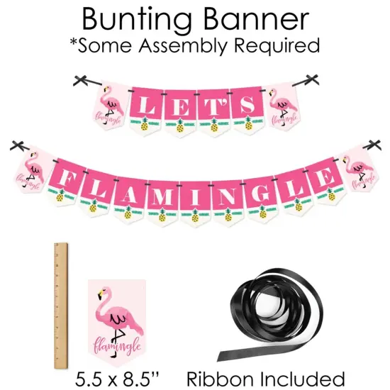 Big Dot of Happiness Pink Flamingo - Party Like a Pineapple - Banner and Photo Booth Decor - Tropical Summer Party Supplies Kit - Doterrific Bundle {6}