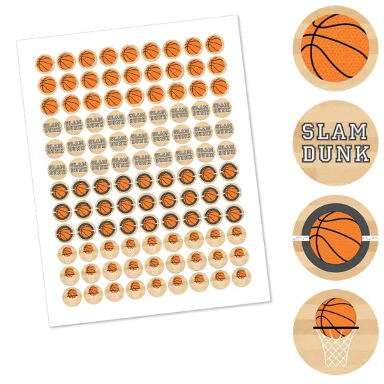 Big Dot of Happiness Nothin' but Net - Basketball - Party Round Candy Sticker Favors - Labels Fits Chocolate Candy (1 sheet of 108) {3}