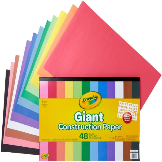 Crayola Giant Construction Paper Pad 18"X12"-48 Sheets W/Stencil {2}
