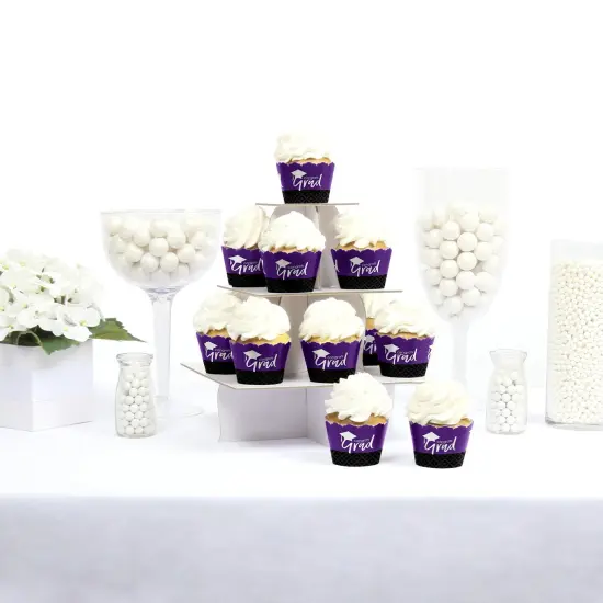 Big Dot of Happiness Purple Graduation Party Decorations - Party Cupcake Wrappers - Set of 12 {3}