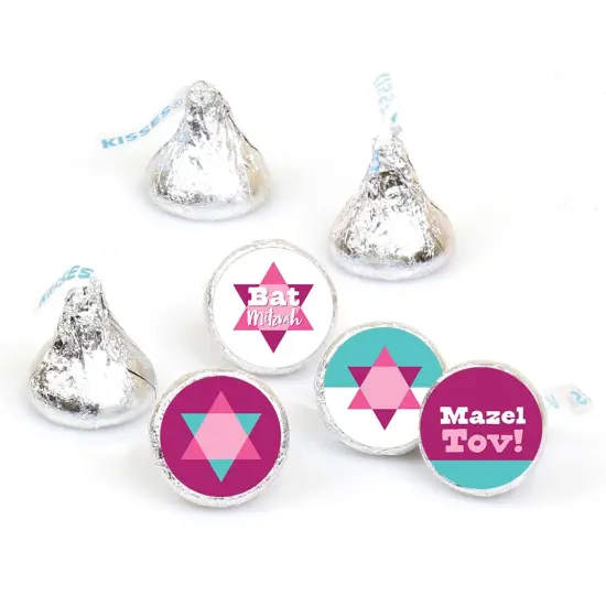 Big Dot of Happiness Pink Bat Mitzvah - Girl Party Round Candy Sticker Favors - Labels Fits Chocolate Candy (1 sheet of 108) {1}