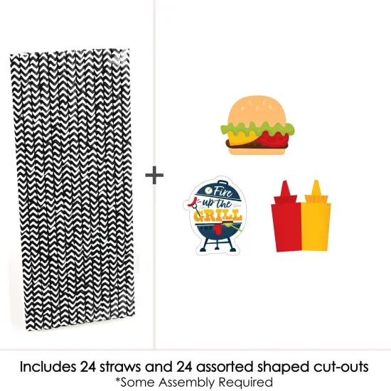 Big Dot of Happiness Fire Up the Grill - Paper Straw Decor - Summer BBQ Picnic Party Striped Decorative Straws - Set of 24 {4}