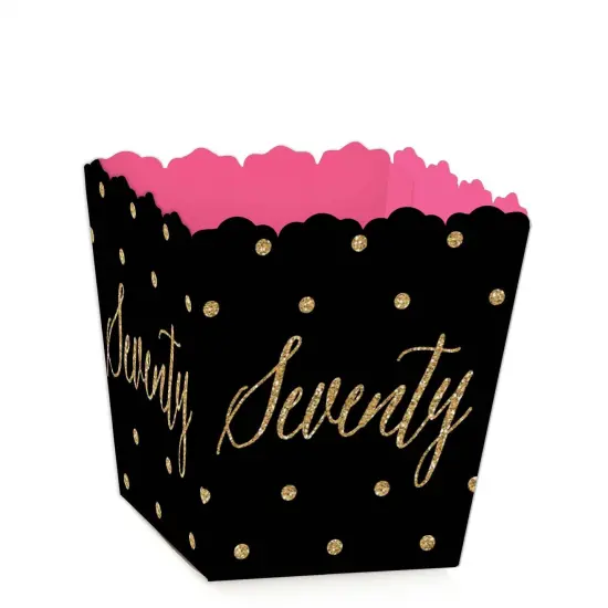 Big Dot of Happiness Chic 70th Birthday - Pink, Black and Gold - Party Mini Favor Boxes - Birthday Party Treat Candy Boxes - Set of 12 {1}