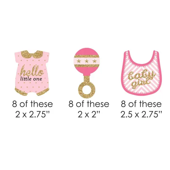 Big Dot of Happiness Hello Little One - Pink and Gold - DIY Shaped Girl Baby Shower Party Cut-Outs - 24 Count {3}