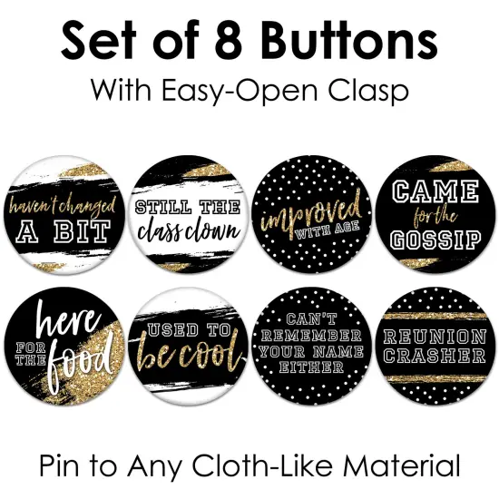 Big Dot of Happiness Reunited - 3 inch School Class Reunion Party Badge - Pinback Buttons - Set of 8 {7}