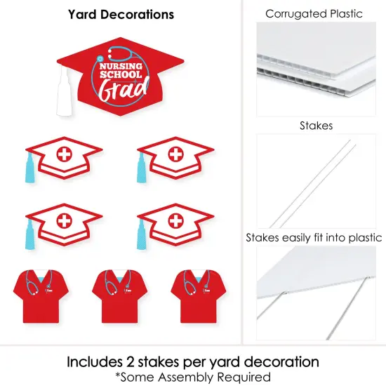 Big Dot of Happiness Nurse Graduation Nursing Outdoor Decorations - Graduation Yard Signs - Set of 8 {6}