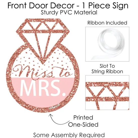 Big Dot of Happiness Bride Squad - Hanging Porch Rose Gold Bridal Shower or Bachelorette Party Outdoor Decorations - Front Door Decor - 1 Piece Sign {6}