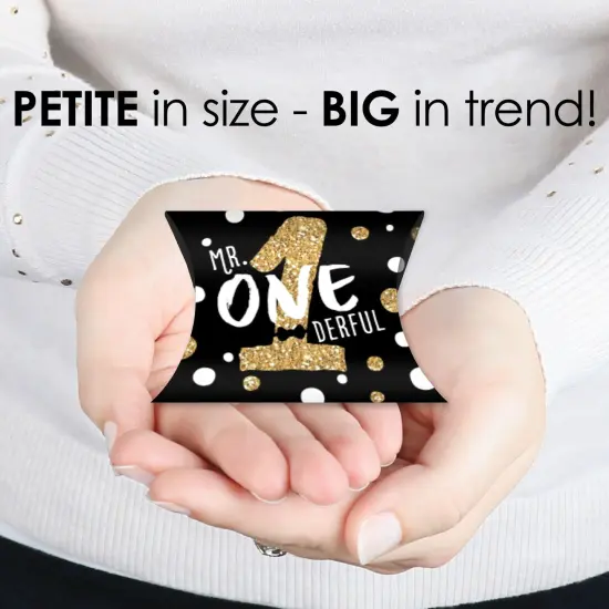 Big Dot of Happiness 1st Birthday Little Mr. Onederful - Favor Gift Boxes - Boy First Birthday Party Petite Pillow Boxes - Set of 20 {4}