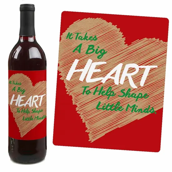 Big Dot of Happiness Teacher Christmas - Holiday & Christmas for Women and Men - Wine Bottle Label Stickers - Set of 4 {7}