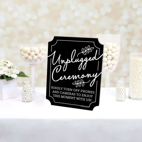 Big Dot of Happiness Black Unplugged Ceremony Sign - No Cell Phone Wedding Decor - Printed on Sturdy Plastic - 10.5 x 13.75" Sign with Stand - 1 Piece {4}