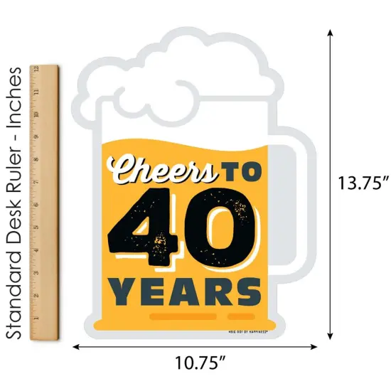 Big Dot of Happiness Cheers and Beers to 40 Years - Outdoor Lawn Sign - 40th Birthday Party Yard Sign - 1 Piece {6}
