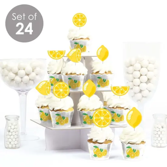 Big Dot of Happiness So Fresh - Lemon - Cupcake Decoration - Citrus Lemonade Party Cupcake Wrappers and Treat Picks Kit - Set of 24 {3}