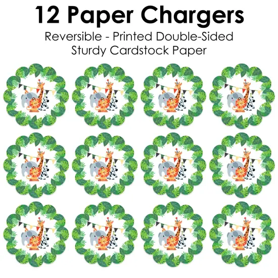 Big Dot of Happiness Jungle Party Animals Safari Zoo Animal Birthday Party or Baby Shower Round Table Decorations Paper Chargers Place Setting For 12 {7}