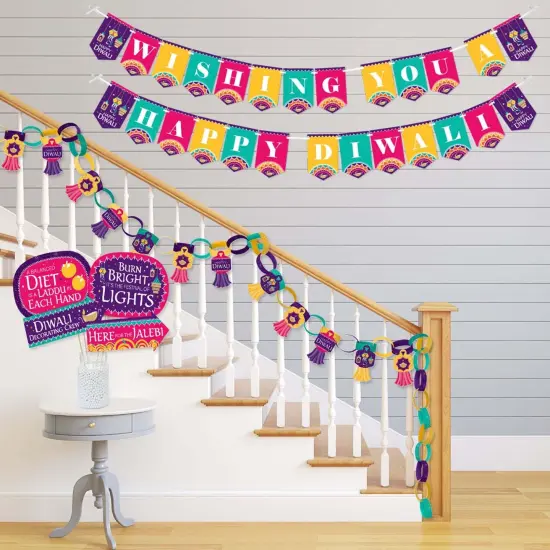 Big Dot of Happiness Happy Diwali - Banner and Photo Booth Decorations - Festival of Lights Party Supplies Kit - Doterrific Bundle {4}
