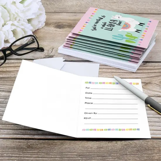 Big Dot of Happiness Whole Llama Fun - Fill In Llama Fiesta Baby Shower or Birthday Party Invitations (8 count) {6}
