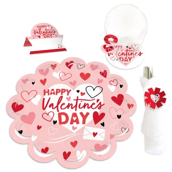 Big Dot of Happiness Happy Valentine&rsquo;s Day - Valentine Hearts Party Paper Charger and Table Decorations - Chargerific Kit - Place Setting for 8 {1}