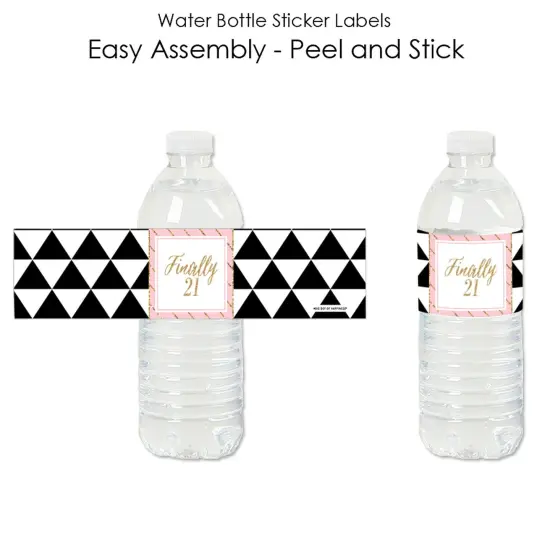 Big Dot of Happiness Finally 21 Girl - 21st Birthday Party Water Bottle Sticker Labels - Set of 20 {3}