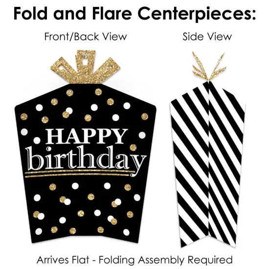 Big Dot of Happiness Adult Happy Birthday - Gold - Birthday Party Decor and Confetti - Terrific Table Centerpiece Kit - Set of 30 {6}