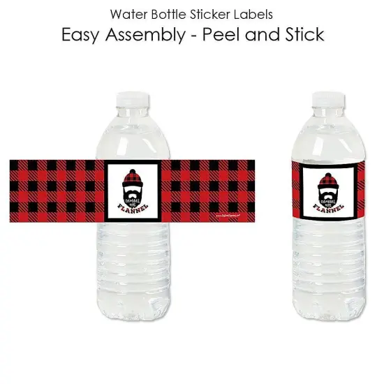 Big Dot of Happiness Lumberjack - Channel the Flannel - Buffalo Plaid Party Water Bottle Sticker Labels - Set of 20 {3}