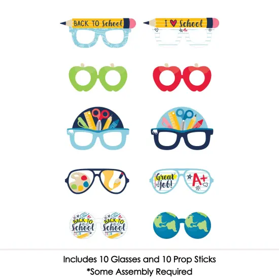 Big Dot of Happiness Back to School Glasses - Paper Card Stock First Day of School Classroom Decorations Photo Booth Props Kit - 10 Count {4}