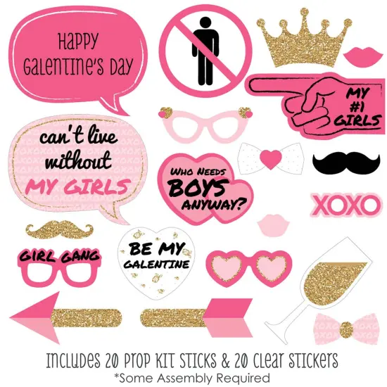 Big Dot of Happiness Be My Galentine - Galentine's and Valentine's Day Party Photo Booth Props Kit - 20 Count {3}
