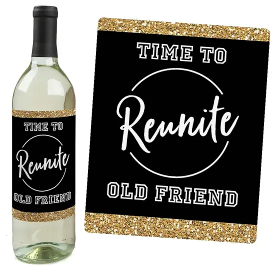 Big Dot of Happiness Reunited - School Class Reunion Party Decorations for Women and Men - Wine Bottle Label Stickers - Set of 4 {3}
