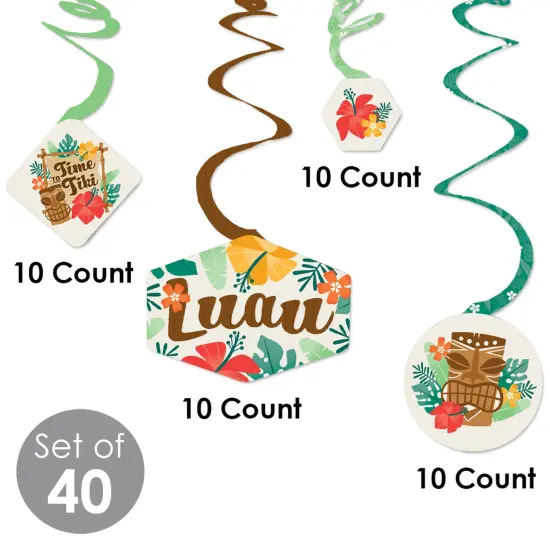 Big Dot of Happiness Tropical Luau - Hawaiian Beach Party Hanging Decor - Party Decoration Swirls - Set of 40 {6}