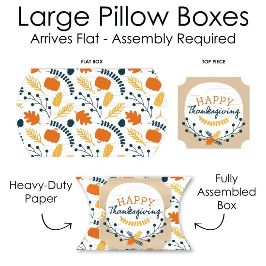 Big Dot of Happiness Happy Thanksgiving - Favor Gift Boxes - Fall Harvest Party Large Pillow Boxes - Set of 12 {7}